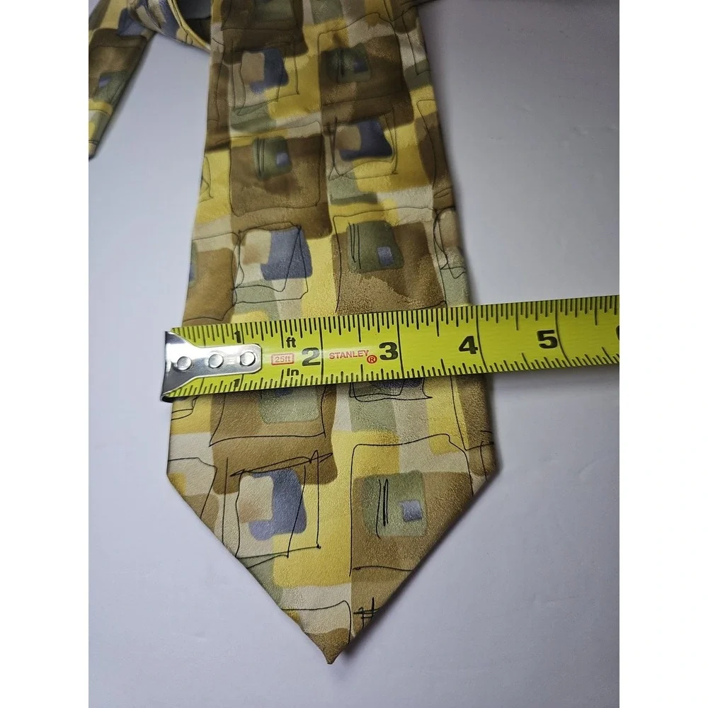 J.Garcia Mens Tie Green Multicolor Abstract Art‎ Squares Geometric Jerry Garcia